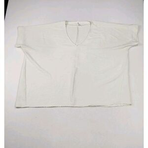 Zenana Blouse‎ Womens 2X Off White V Neck Airflow Dolman Short Sleeve Hi Low Top